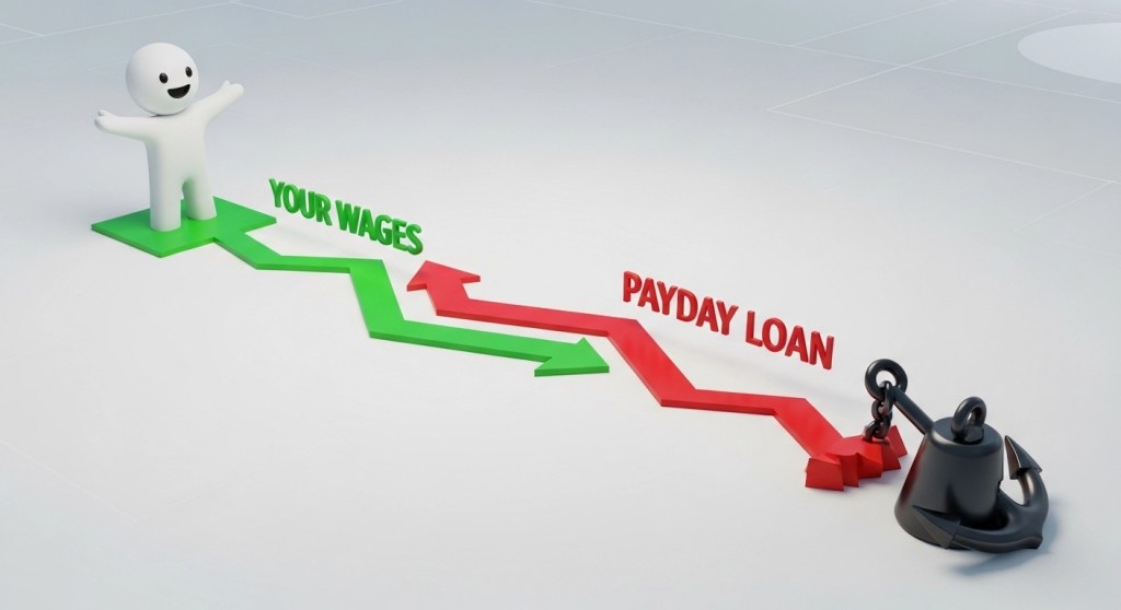 Infographic comparing the fees of a $200 advance from an Earned Wage Access app vs a traditional payday loan.