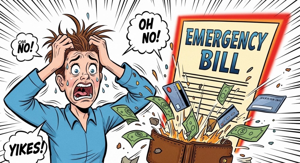 Emergency cash needs same day loan explanation cartoon