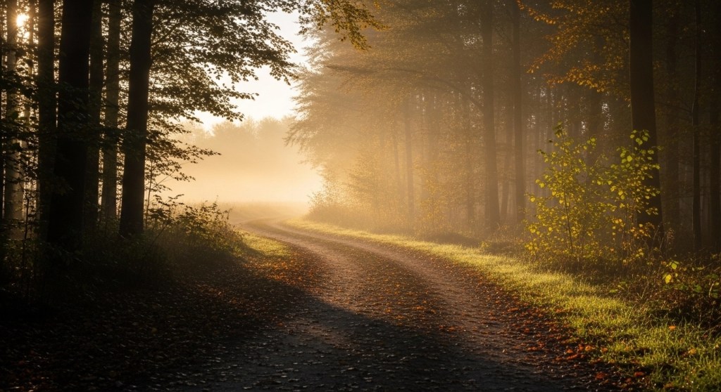 A person walking on a path from a dark forest into a sunny meadow, symbolizing financial clarity.