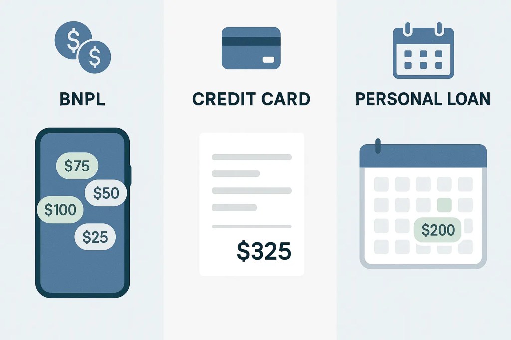 Visual comparison of BNPL versus credit card versus personal loan showing fragmented debt visibility versus consolidated statements