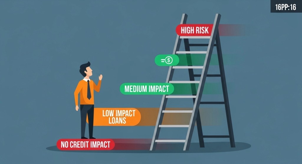“Borrowing safety ladder from no credit impact to high-risk loans.”