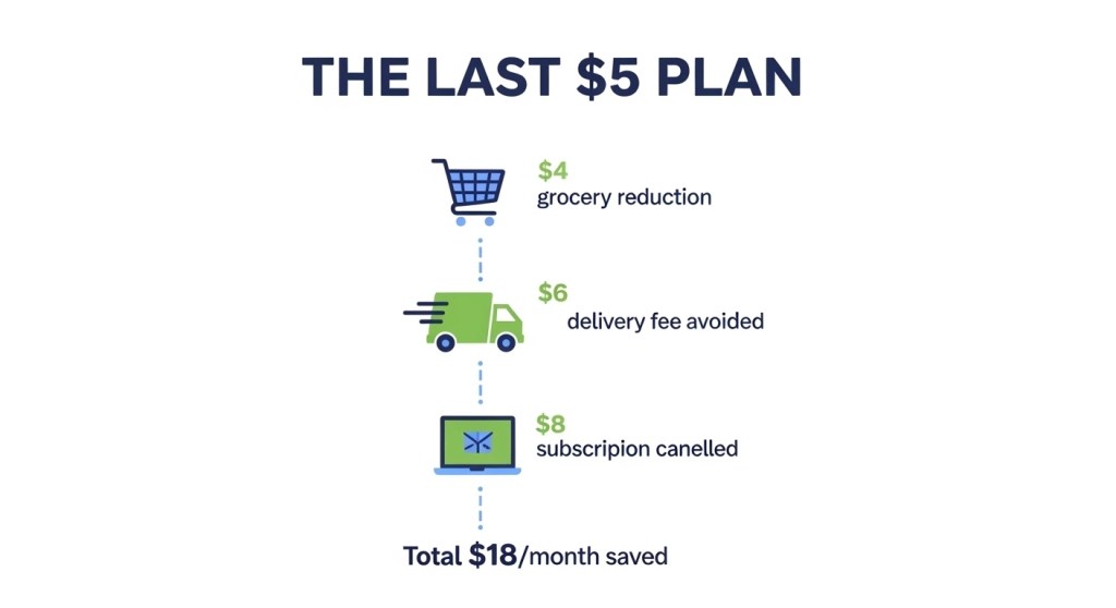 Micro savings breakdown showing how small expense reductions create emergency fund growth