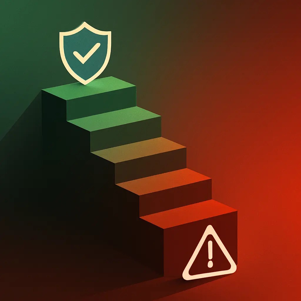 Descending staircase showing emergency loan alternatives ranked from lowest cost green at top to highest cost payday loan red at bottom