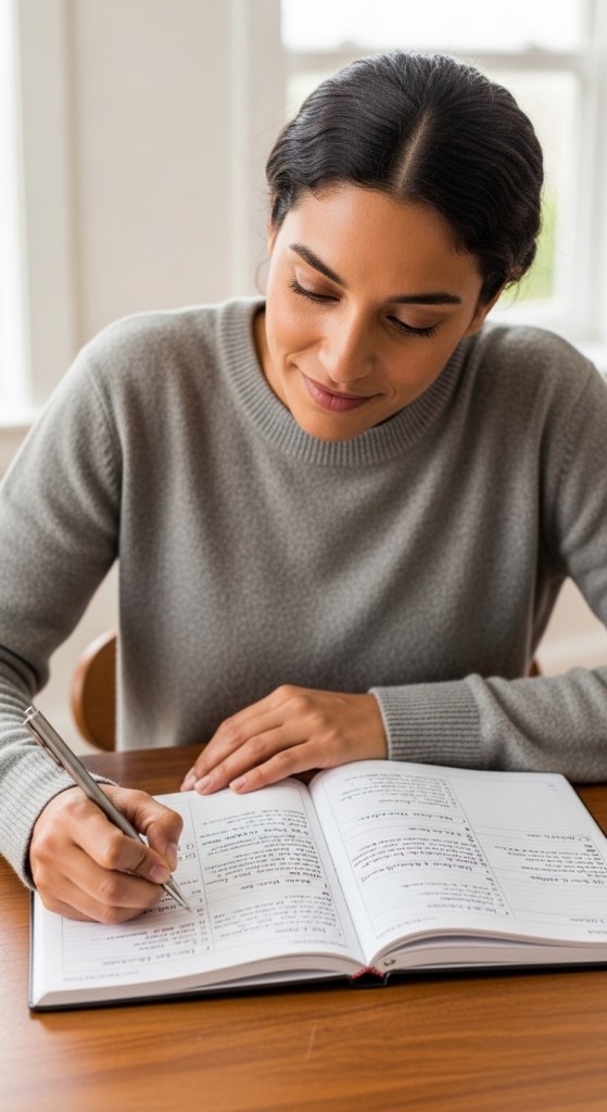 Person writing in a planner looking forward and planning ahead as a sign of financial recovery and stability in 2026